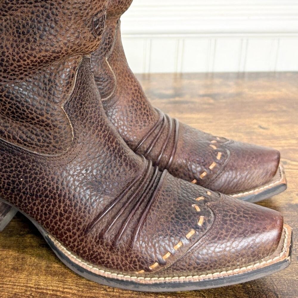 Ariat Womens Size 7.5 Dixie Western Cowboy Boots Brown Rowdy Leather Cowgirl - Picture 14 of 15